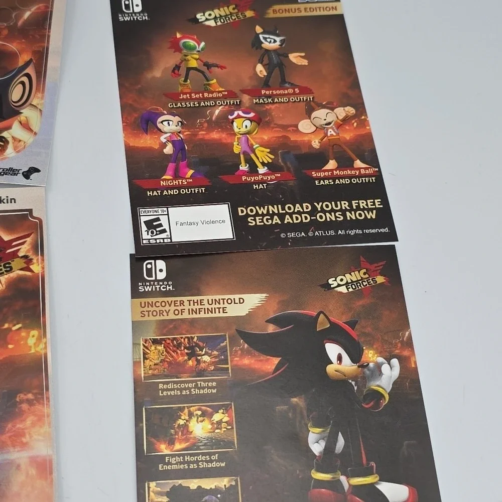 Sonic Forces - Bonus Edition (Nintendo Switch, 2017) COMPLETE CIB SKINS UNUSED!!